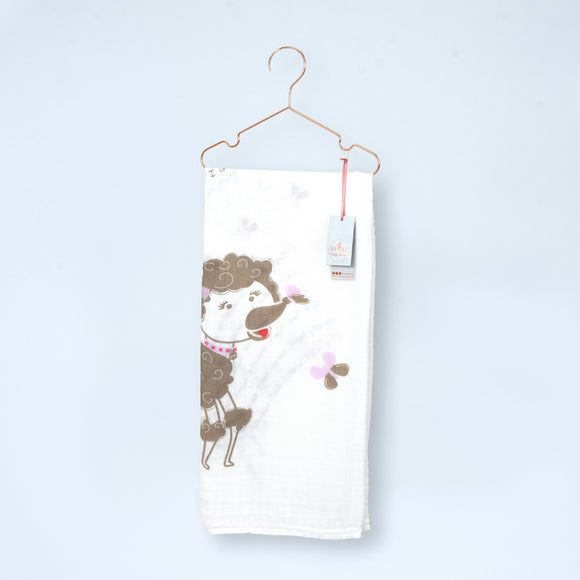 Penelope the Poodle Organic Cotton Muslin - Hanging Product Shot
