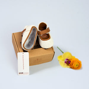 Silver Bottom Baby Girl Cashmere Shoes - Package Product Shot