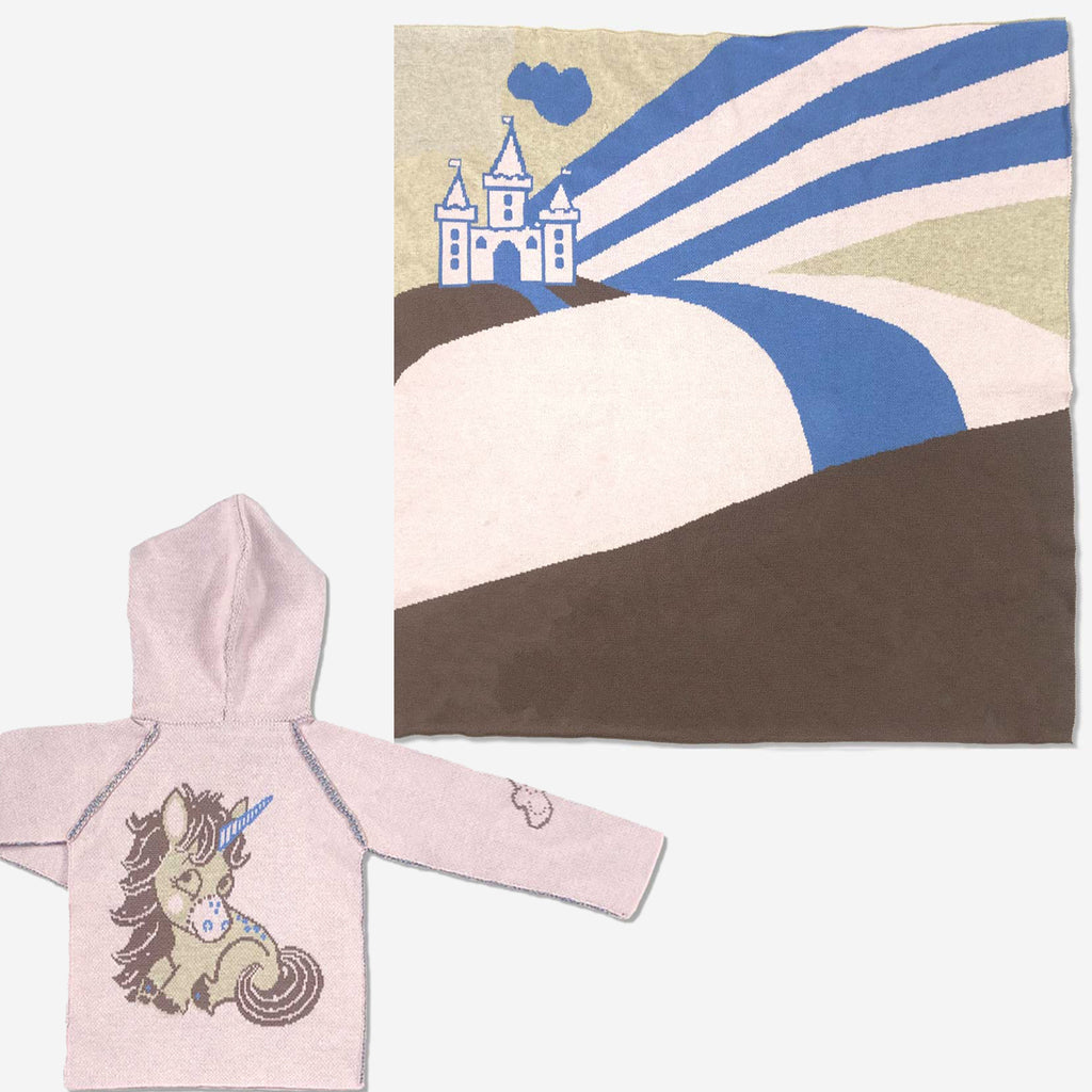 Uma the Unicorn Cashmere Blend Toddler Hoodie Blanket Set - Product Shot